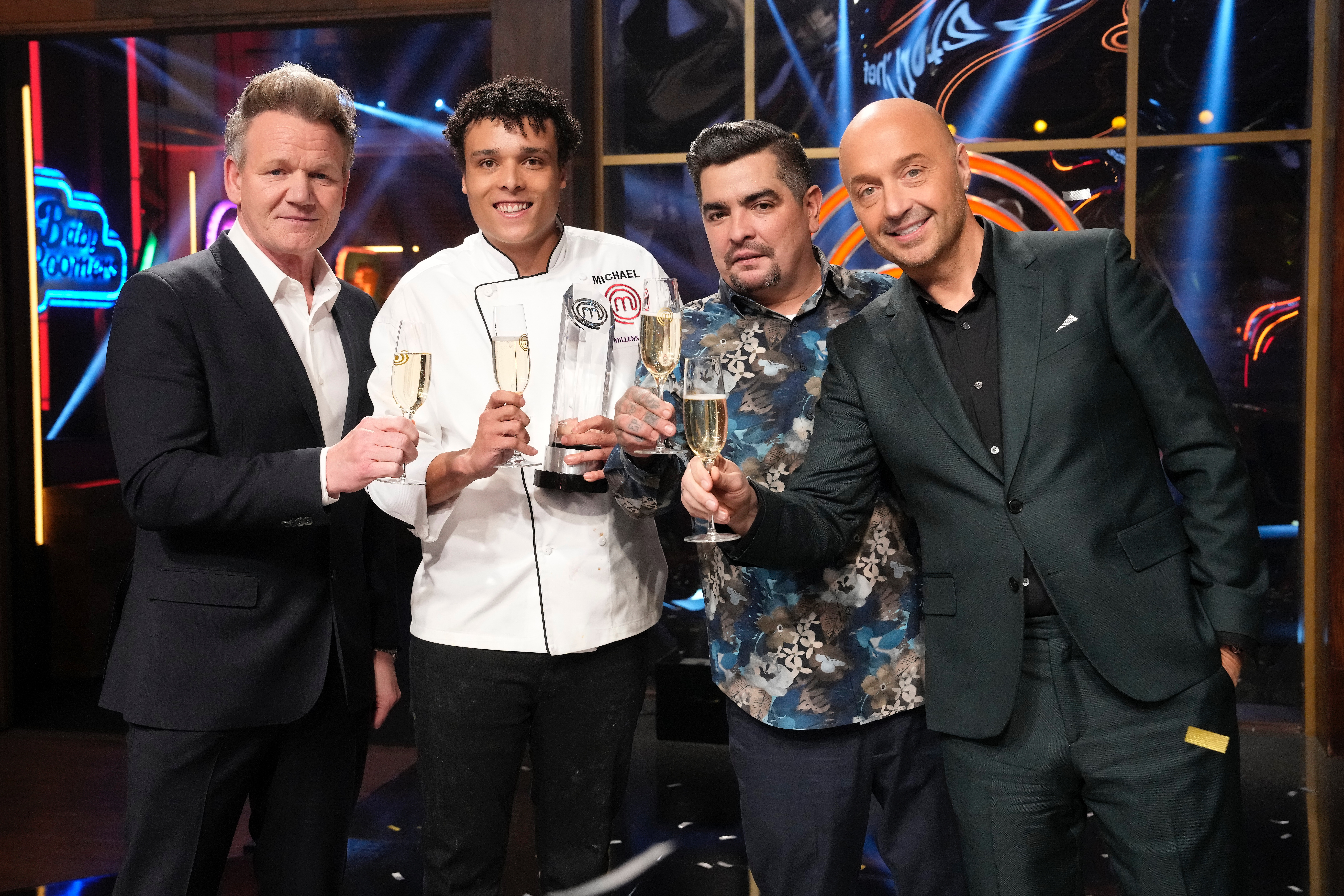 Michael Leonard and the MasterChef Season 14 hosts