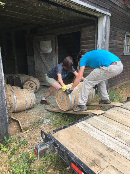 Loading Catoctin Creek barrels into the barn, circa 2017.