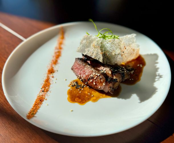 A plate of beef.